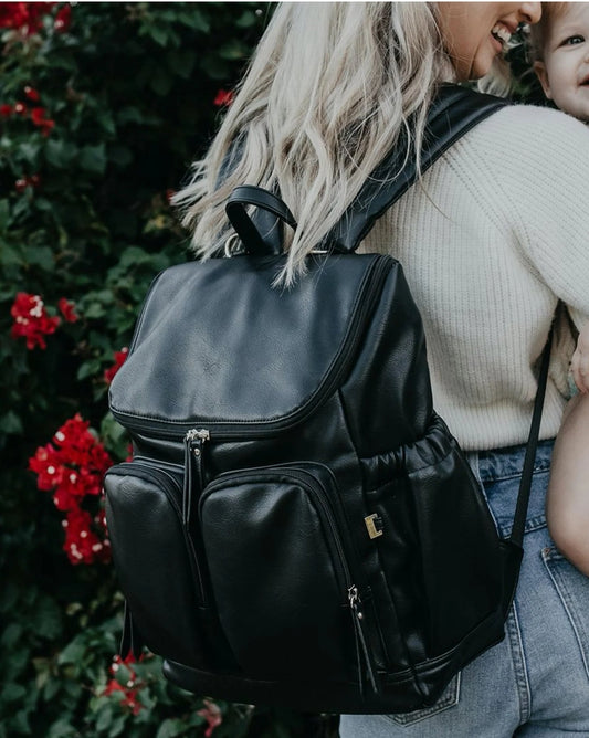 OiOi Faux Leather Backpack - Black