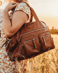 Load image into Gallery viewer, OiOi Faux Leather Carry All Nappy Bag - Tan