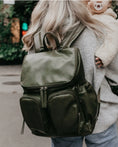 Load image into Gallery viewer, OiOi Faux Leather Nappy Backpack - Olive