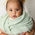 Load image into Gallery viewer, Living Textiles - Pram Knitted Blanket - Checkered Seafoam