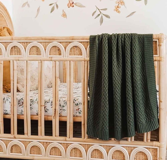Snuggle Hunny Kids - Organic Diamond Knit Blanket - Olive