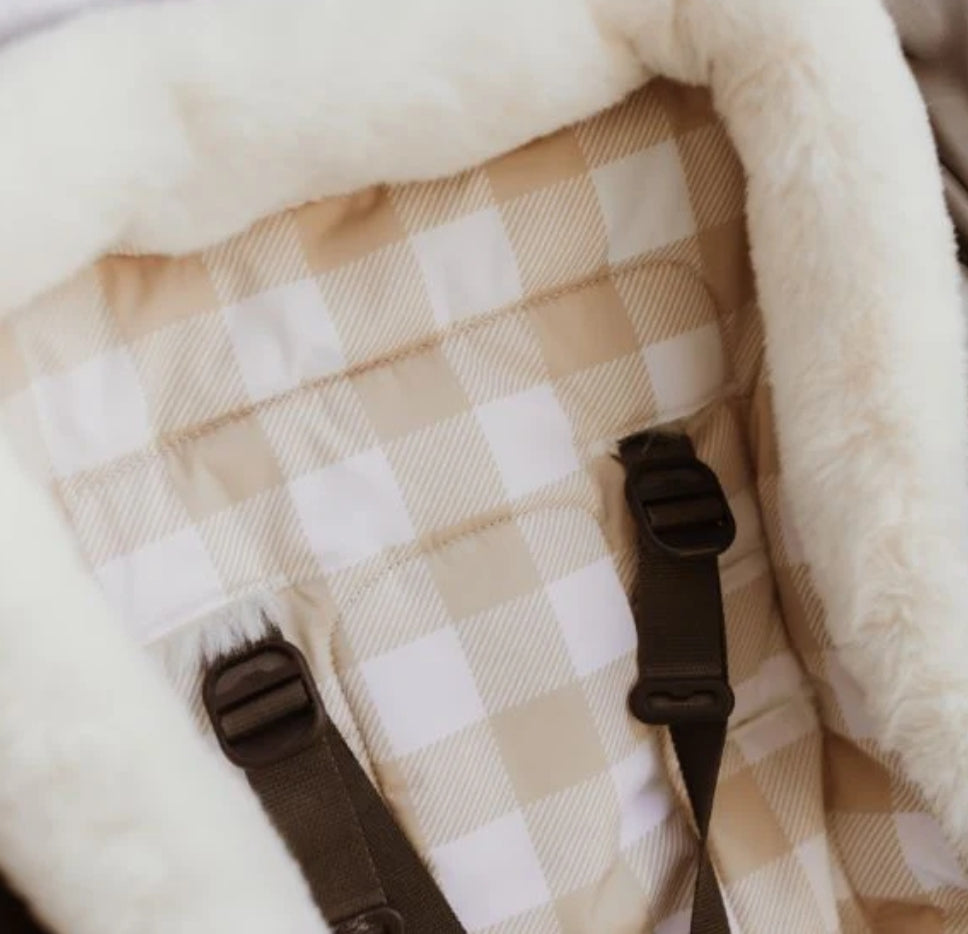 OiOi Cozy Fleece Pram Liner - Beige Gingham