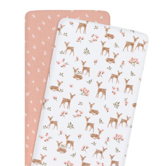 2pk Jersey Bassinet Fitted Sheets 100%Cotton - Sophia Garden
