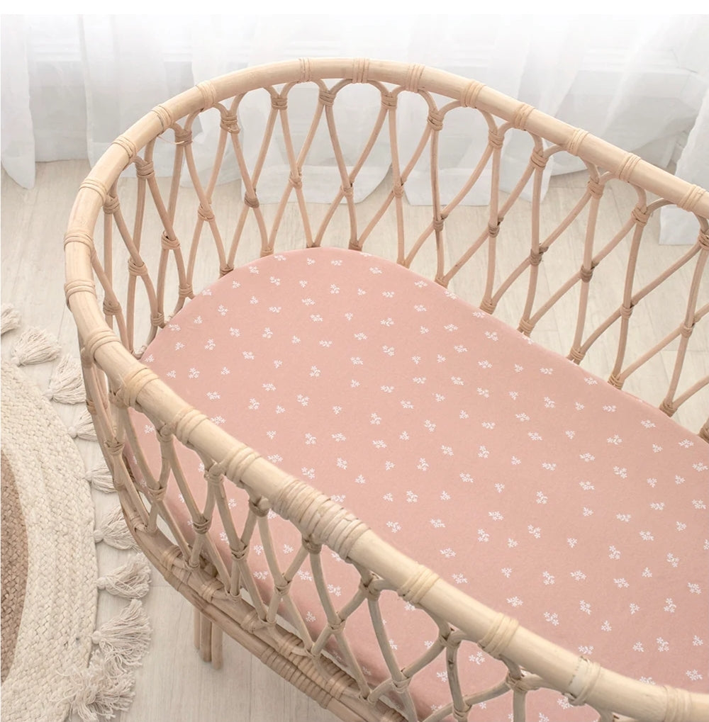 2pk Jersey Bassinet Fitted Sheets 100%Cotton - Sophia Garden