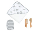 Load image into Gallery viewer, 4pc Baby Bath Gift Set - Grey Elephants/ Stripes