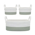 Load image into Gallery viewer, Cotton Rope 3pc Storage Set - Sage/White