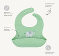 Load image into Gallery viewer, Silicone Catch-All Bib Elephant/Sage