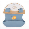 Load image into Gallery viewer, Silicone Catch All Bib - Lion/Steel Blue