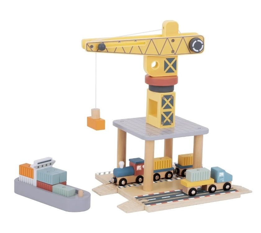 Tooky Toy - Port Crane Cargo Set