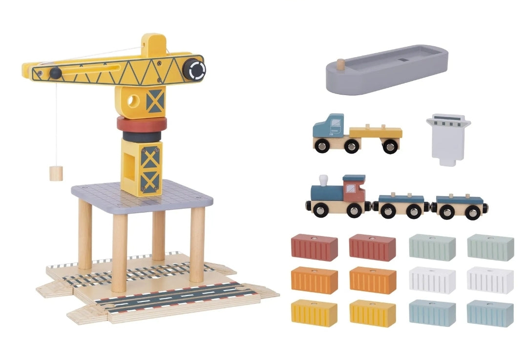 Tooky Toy - Port Crane Cargo Set