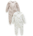 Load image into Gallery viewer, Purebaby - 2Pack Zip Growsuit - Vanilla Wattle
