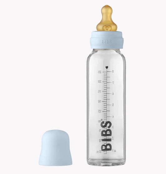 Bibs - 225ml Glass Bottle Set - Baby Blue
