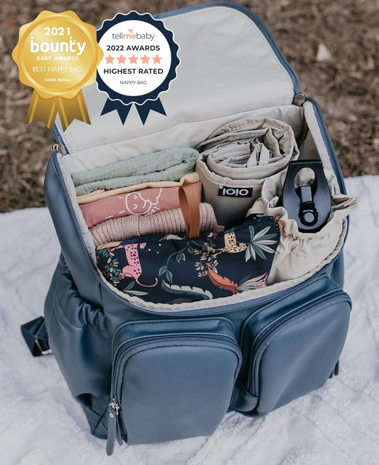 OiOi Vegan Leather Nappy Backpack - Stone Blue