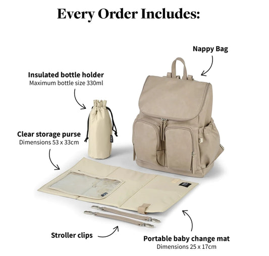 OiOi  Vegan Leather Nappy Backpack - Taupe