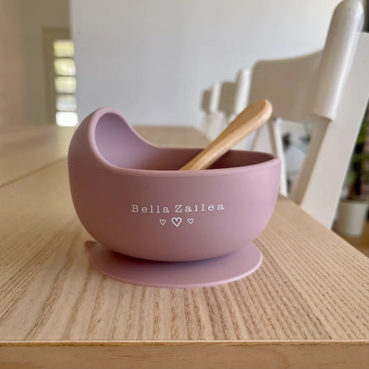 Bella Zailea - Suction Bowl & Spoon - Dusty Pink