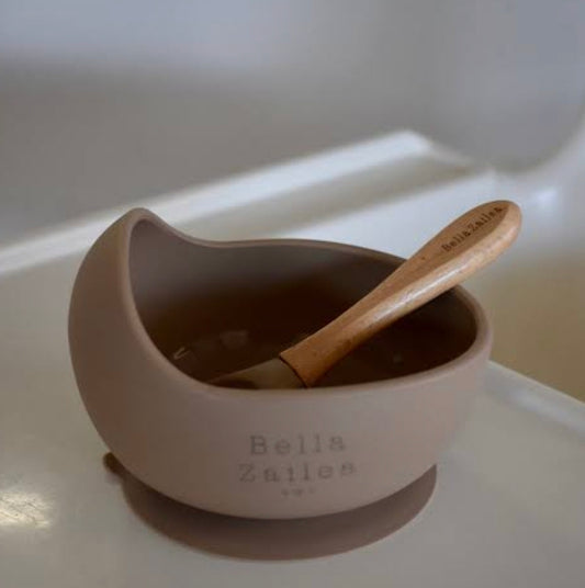 Bella Zailea - Suction Bowl & Spoon - Taupe