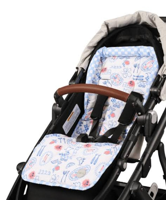 OiOi Pram Liner - Mediterannean/Blue Check