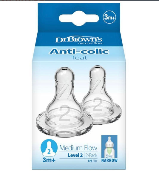 Dr Browns Narrow Teat Level - 2 Silicone 2pk