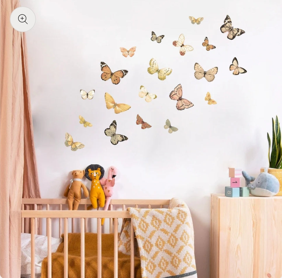 Wall Koala - Elegant Mocha Butterfly Wall Decal Set - Assorted Coffee-toned Butterflies in Flight