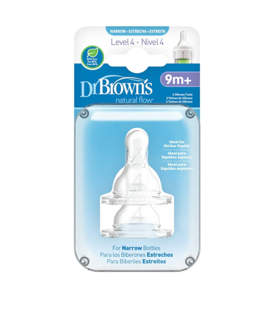 Dr Browns Narrow Teat Level - 4 Silicone 2pk