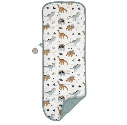 All4Ella - Reversible Pram Liner - Beige Dinosaurs