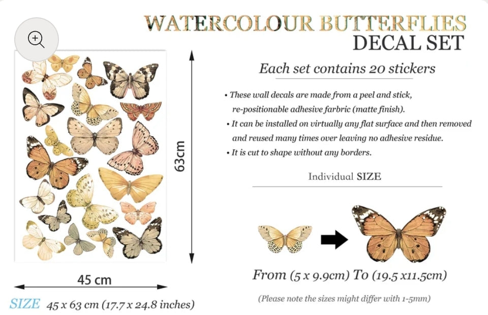 Wall Koala - Elegant Mocha Butterfly Wall Decal Set - Assorted Coffee-toned Butterflies in Flight