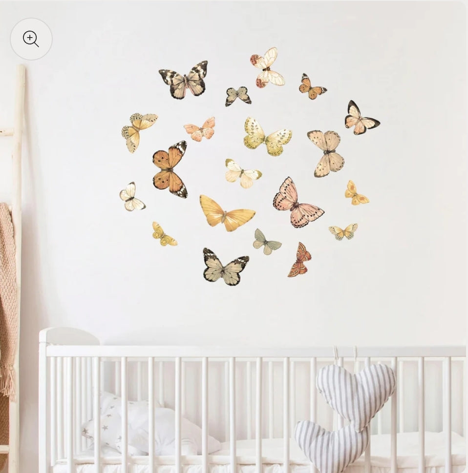 Wall Koala - Elegant Mocha Butterfly Wall Decal Set - Assorted Coffee-toned Butterflies in Flight