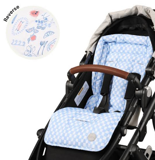 OiOi Pram Liner - Mediterannean/Blue Check