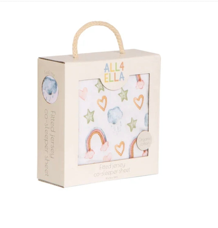 All4Ella - Fitted Jersey Co Sleeper Sheet - Rainbow Dreams