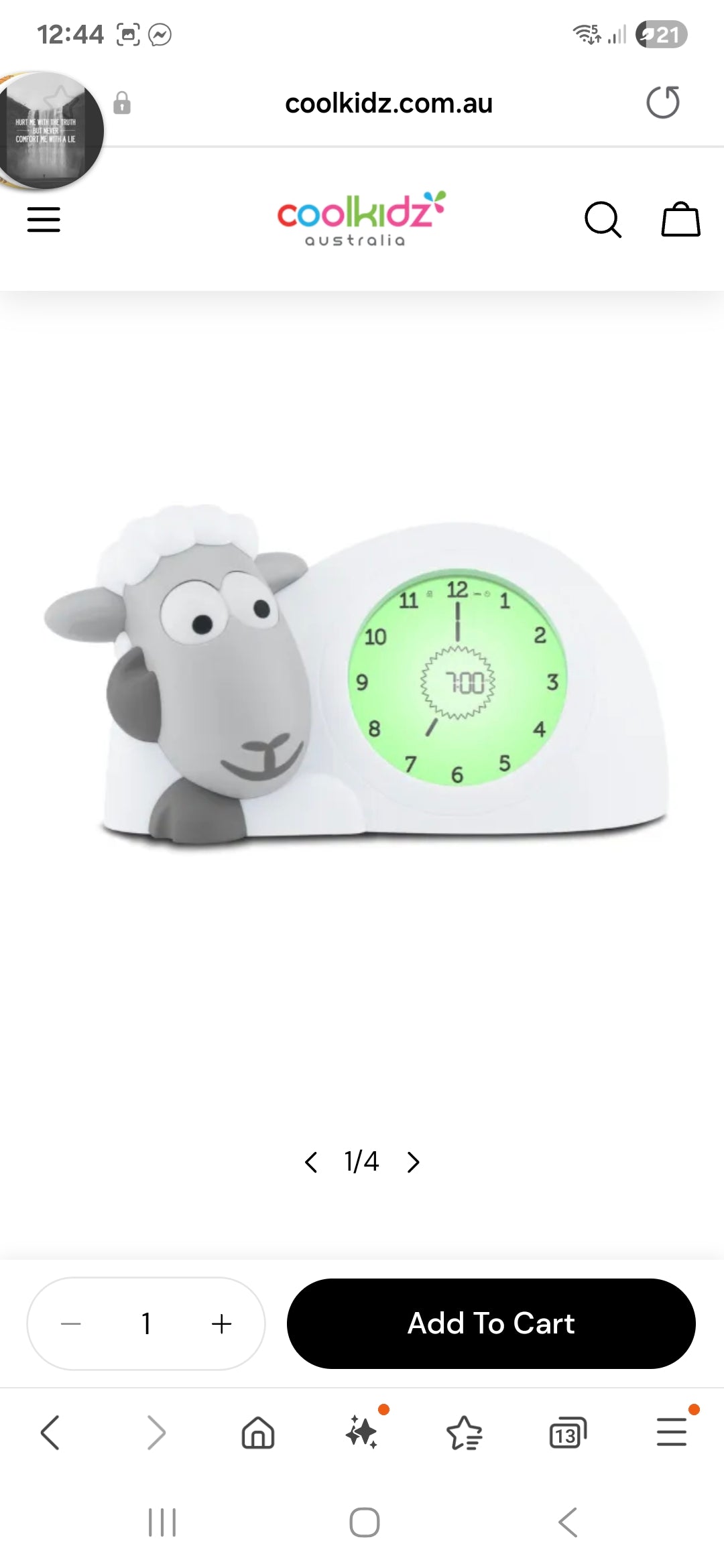 Zazu - Sleep Trainer Clock With Night Light & Alarm - Grey