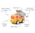 Load image into Gallery viewer, Wanborns - Wooden Friction Dump Truck With Lights & Sound