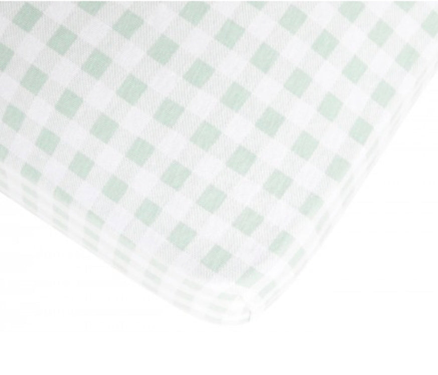 All4Ella - Fitted Jersey Cot Sheet - Gingham Sage