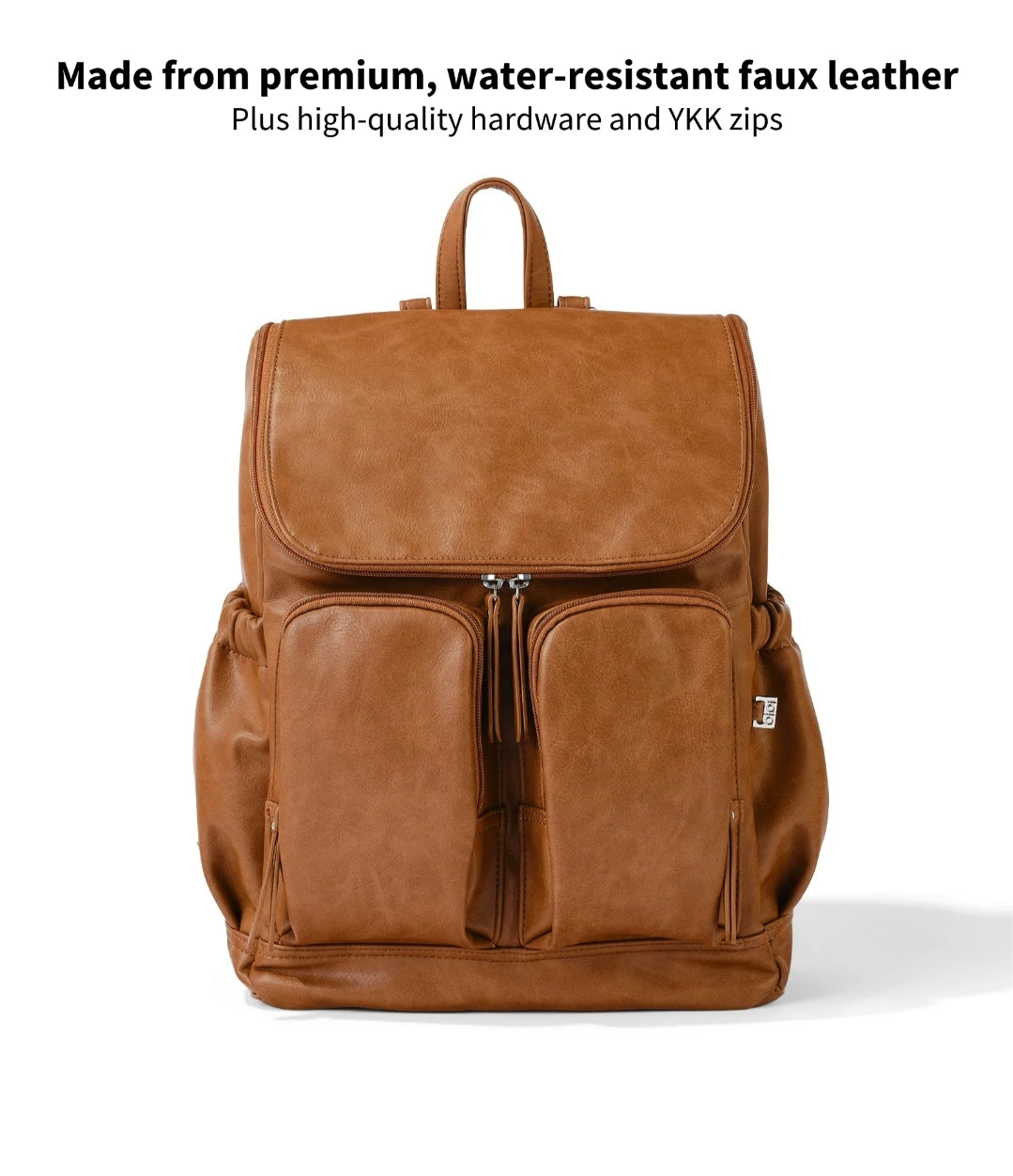 OiOi  Faux Leather Nappy Backpack - Tan