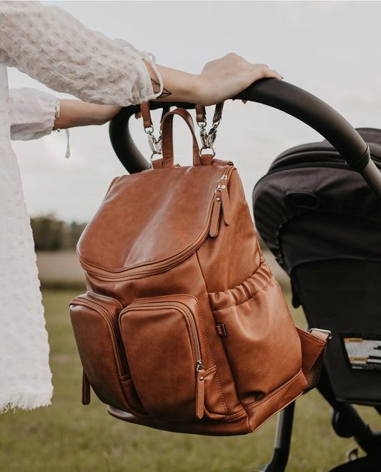 OiOi  Vegan Leather Nappy Backpack - Tan