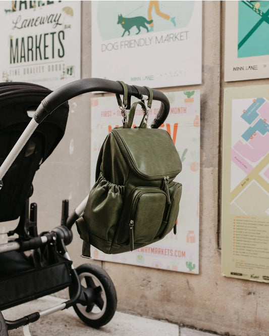 OiOi Vegan Leather Nappy Backpack - Olive
