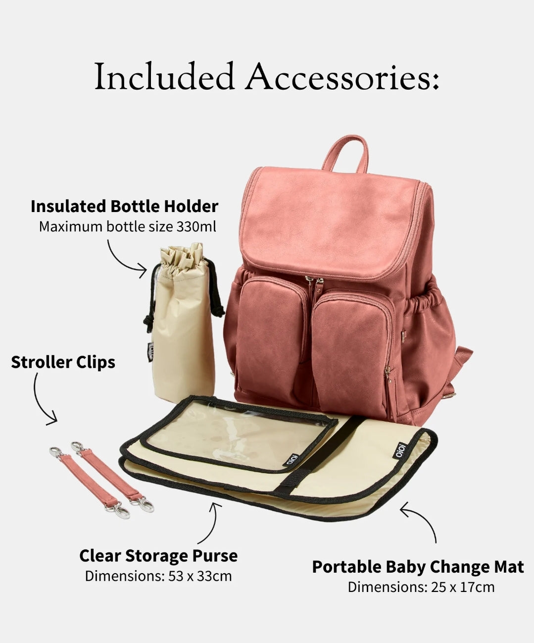 OiOi  Vegan Leather Nappy Backpack- Dusty Rose