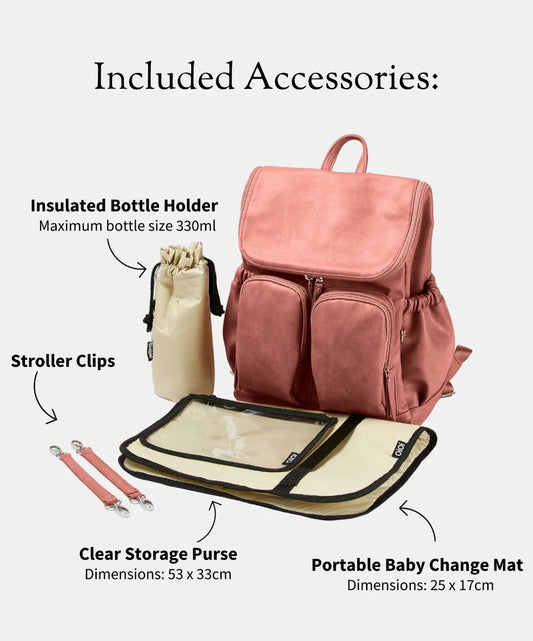 OiOi  Vegan Leather Nappy Backpack- Dusty Rose