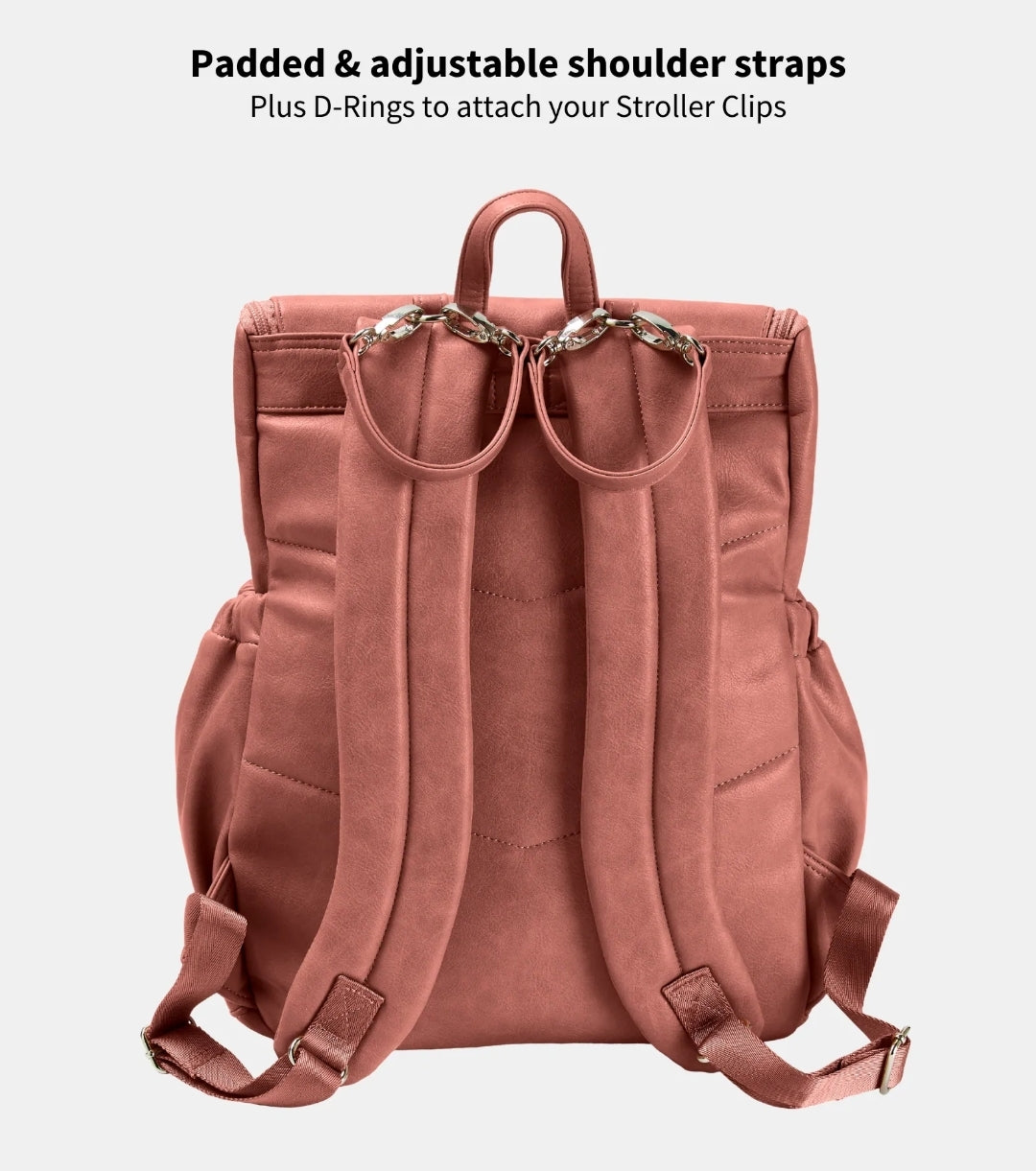 OiOi  Vegan Leather Nappy Backpack- Dusty Rose