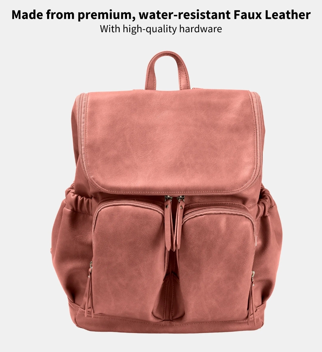 OiOi  Vegan Leather Nappy Backpack- Dusty Rose
