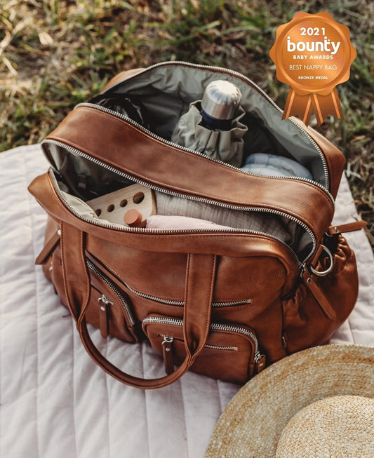 OiOi Vegan Leather Carry All Nappy Bag - Tan