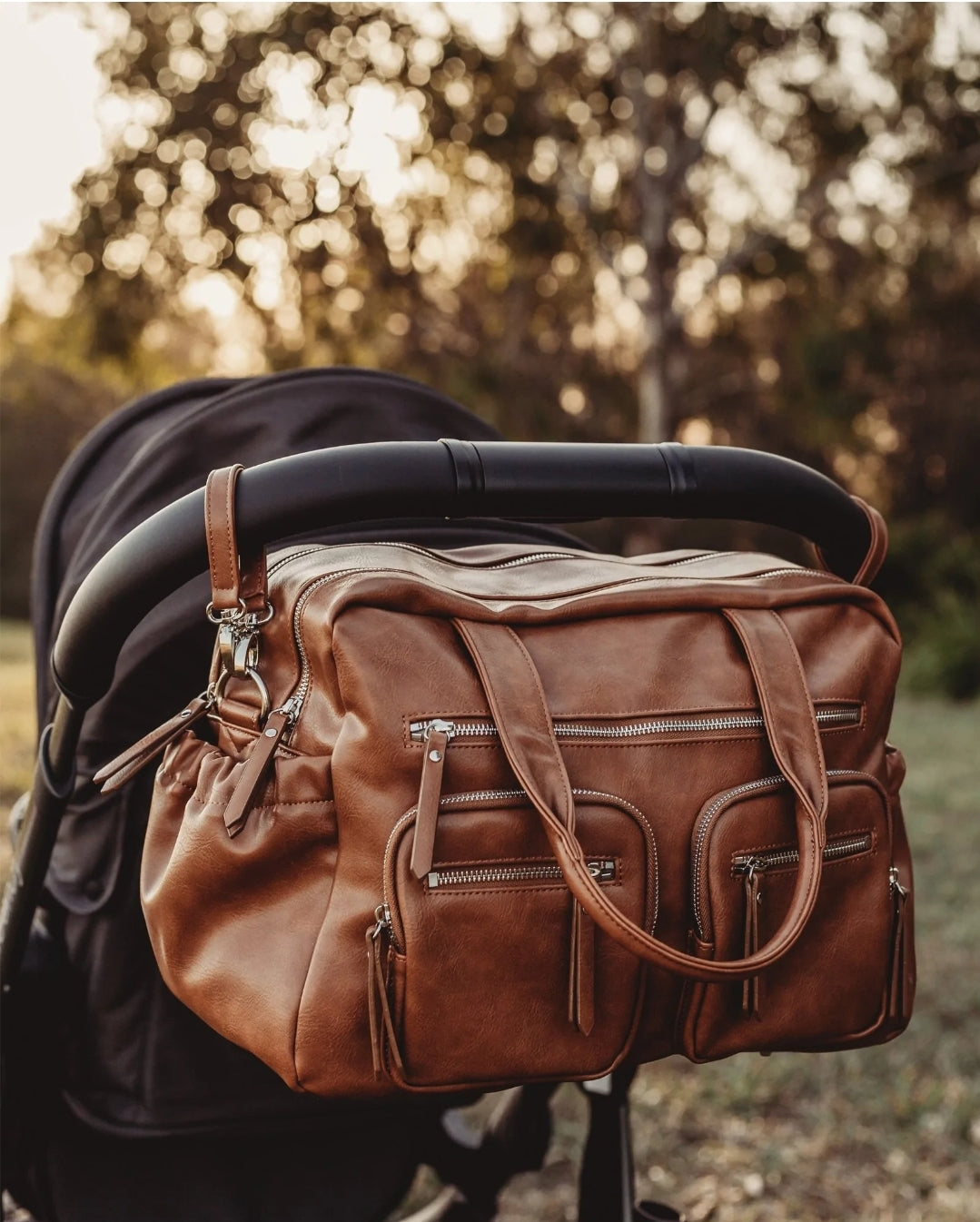 OiOi Vegan Leather Carry All Nappy Bag - Tan