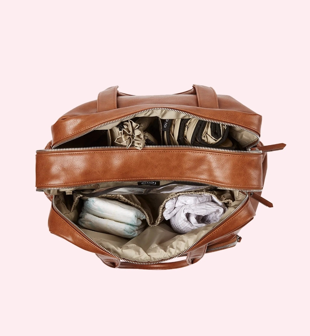 OiOi Vegan Leather Carry All Nappy Bag - Tan