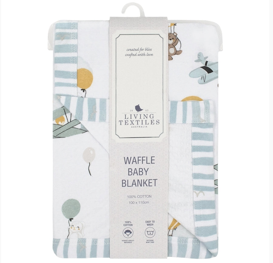 Cot Waffle Blanket- Up Up and Away
