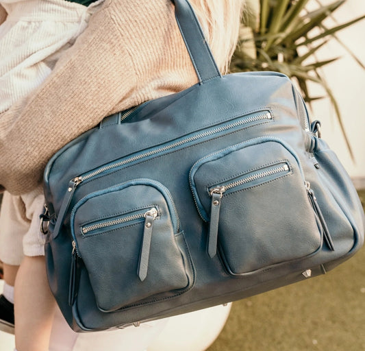 OiOi Vegan Leather Carry all - Stone Blue