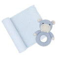 Load image into Gallery viewer, Jersey Swaddle & Rattle Gift Set - Dots/Hippo
