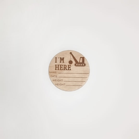 "I’m here " wooden birth announcement- construction
