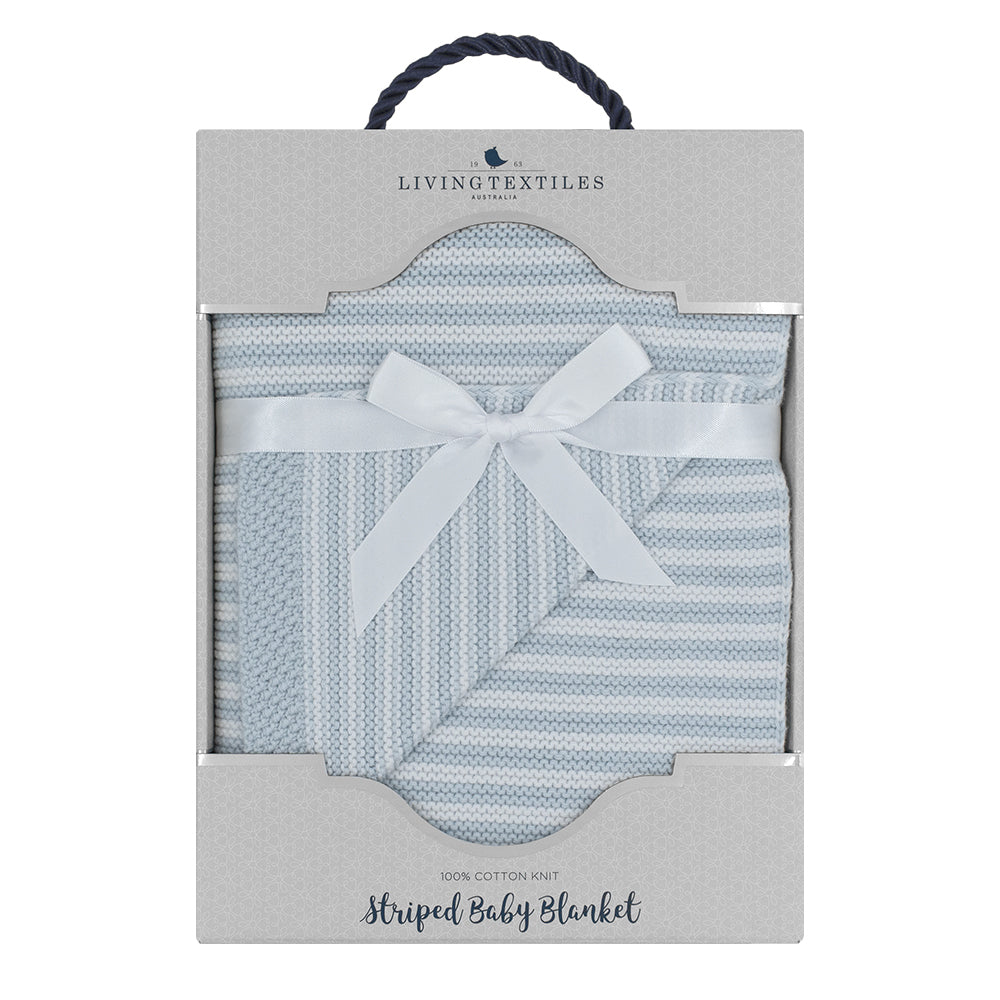 Stripped Baby Blanket- Blue/White