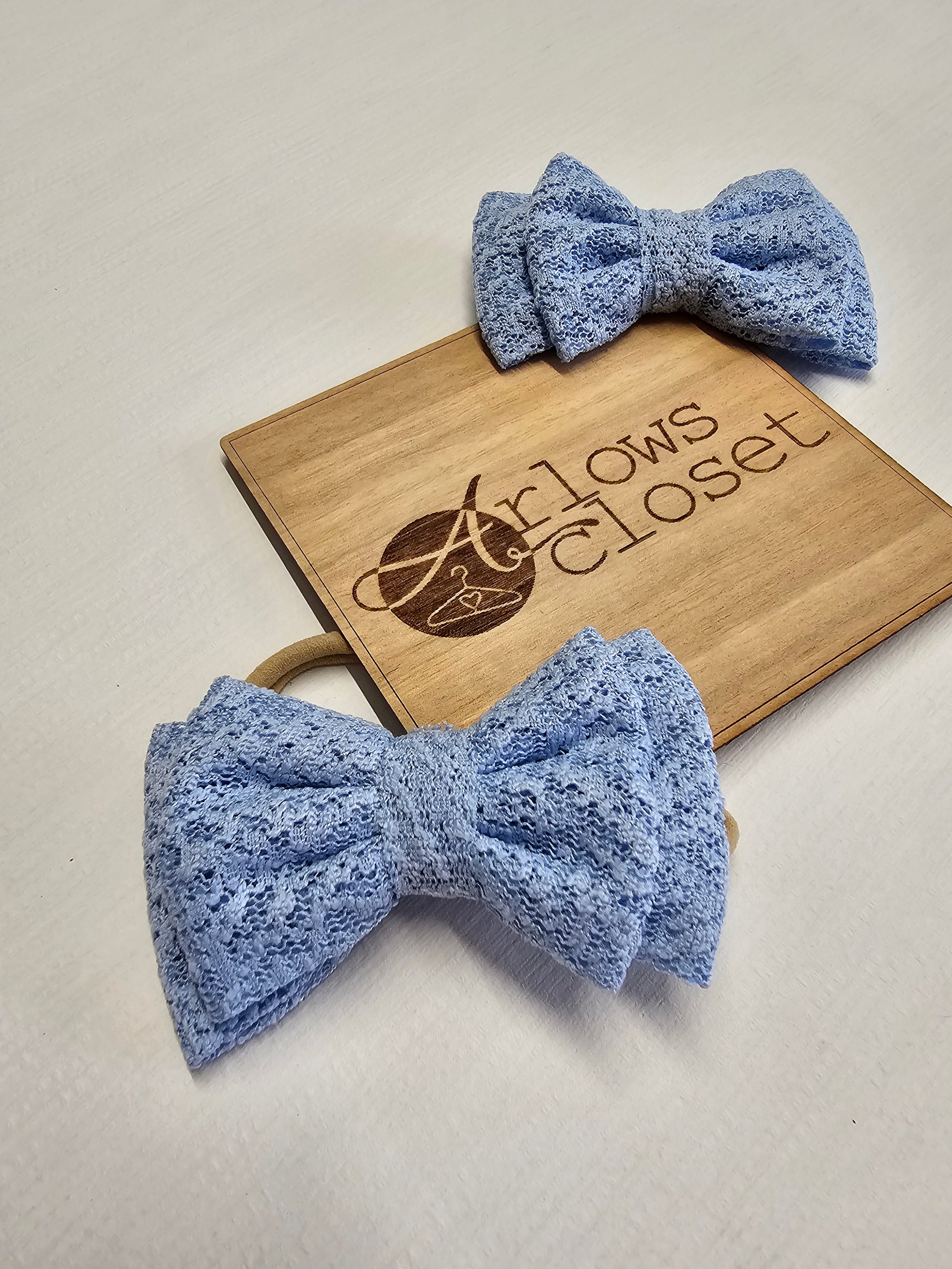 Lace Bow - Baby Blue