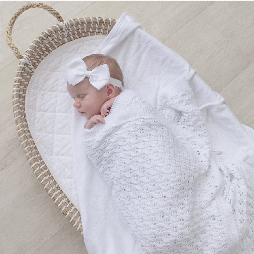 Lattice Baby Blanket- White
