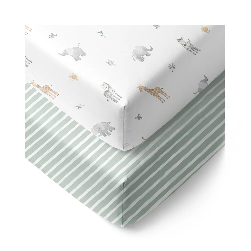 Living Textiles - 2pk Organic Bedside Sleeper Sheets - Roam & Roar